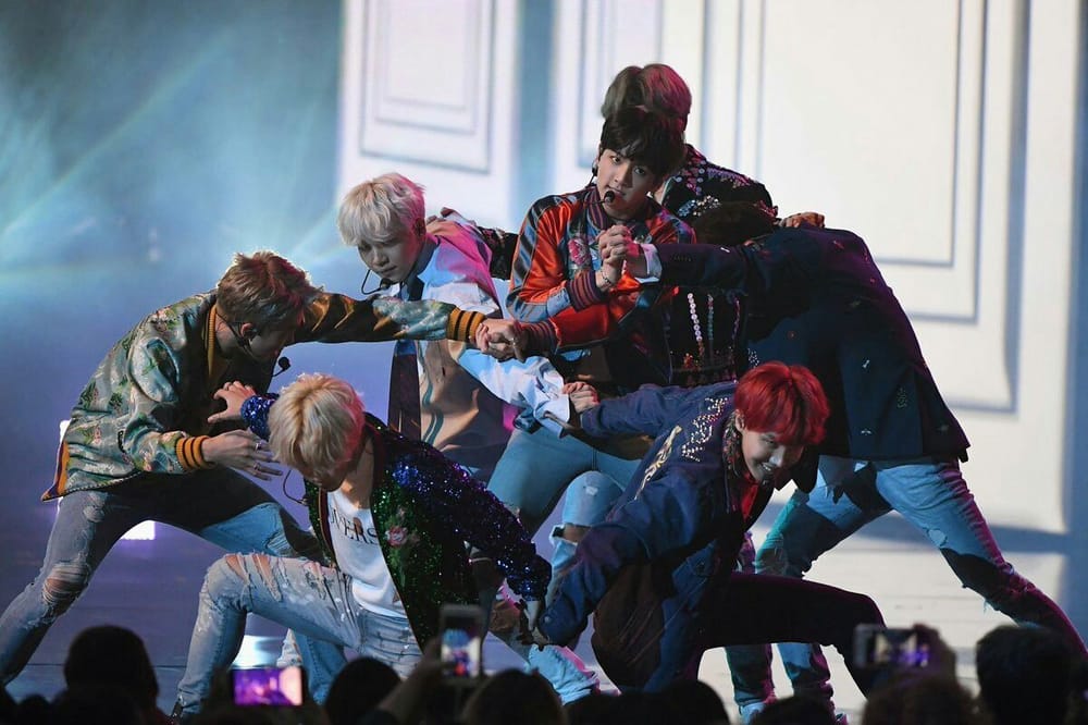 BTS performing at the American Music Awards